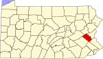 Map of Pennsylvania highlighting Lehigh County